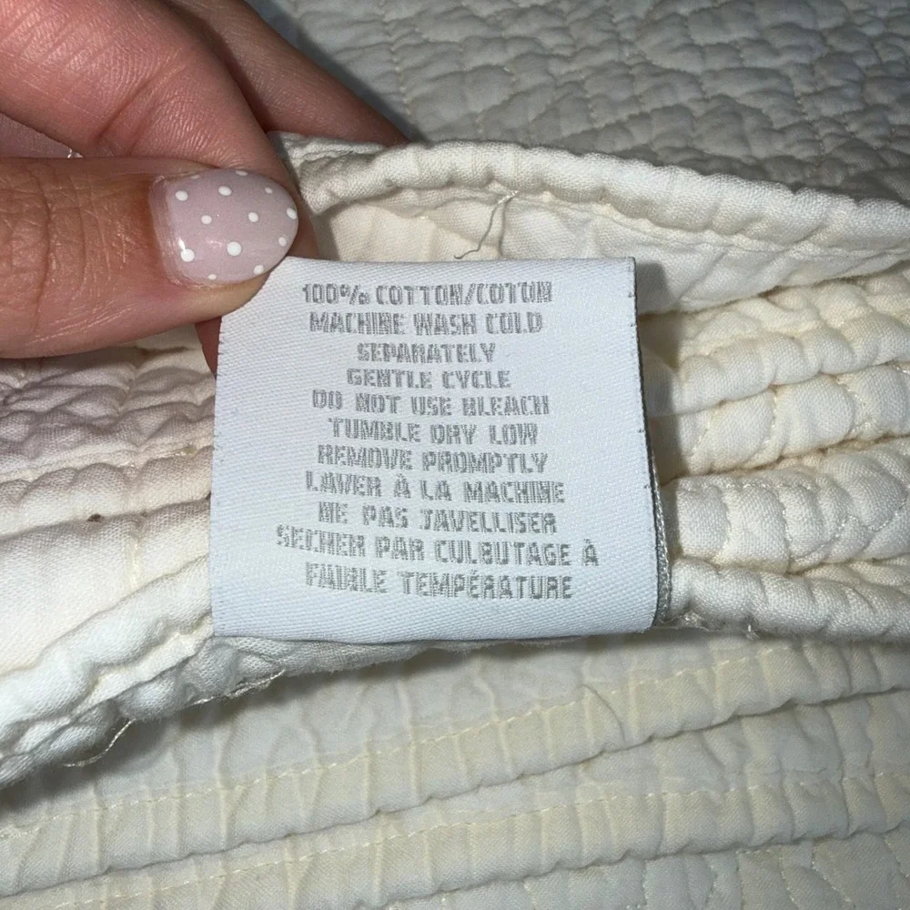 Restoration Hardware Quilt Queen White Excellent 100% Cotton Pick Stitch Texture